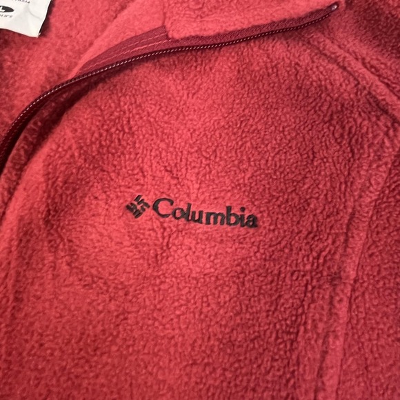 Columbia Fleece Jacket Womens Large Red Full Zip Soft Warm Outdoor Hiking - Picture 4 of 12